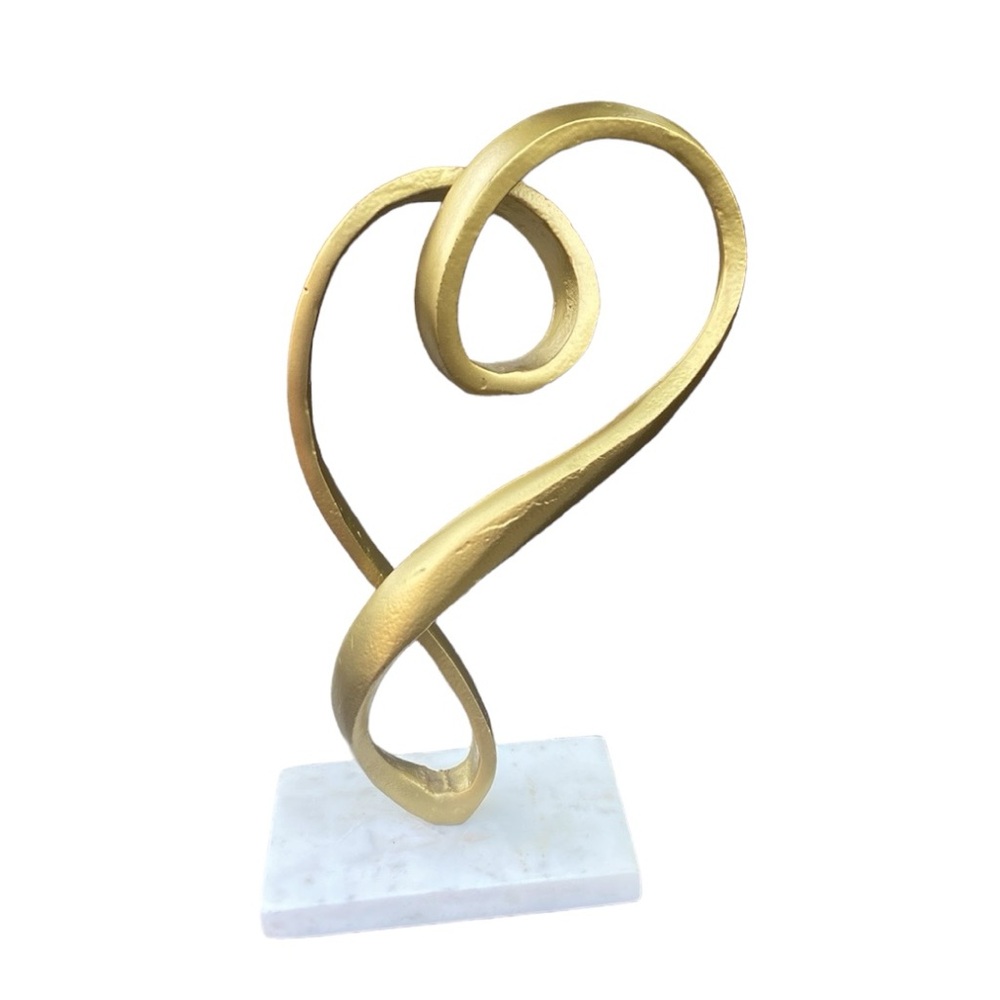 Artistic Gold Heart on Marble Stand
